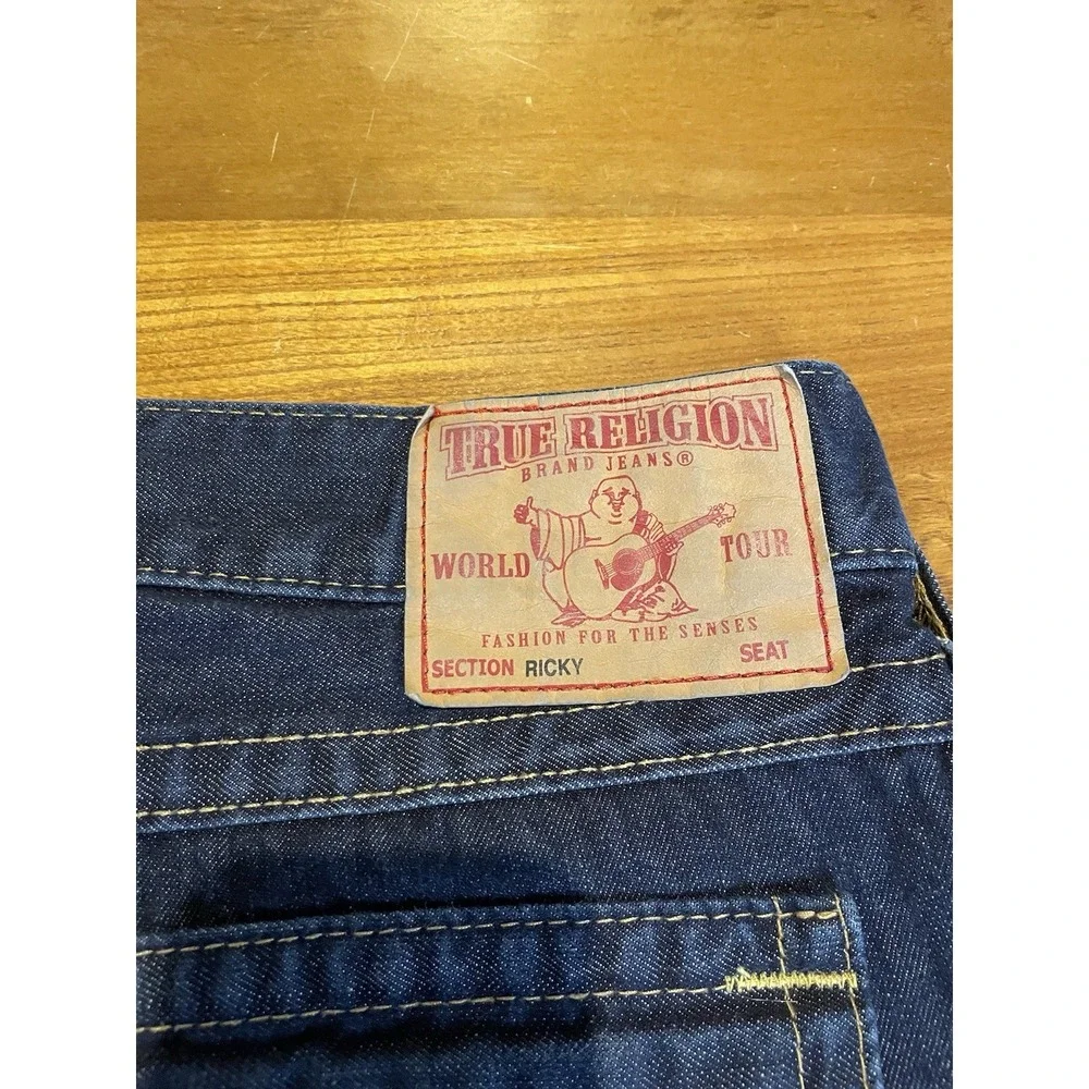 True Religion Jeans Mens 40x32 Ricky Relaxed Straight Leg Stretch Denim Pants